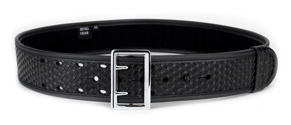 2.25" Basket Weave Synthetic Leather Duty Belt - Nickel Buckle