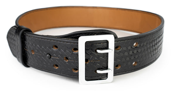 2.25" Basket Weave Leather Belt - Nickel Buckle