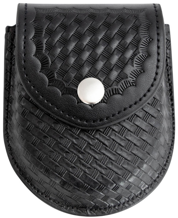 Basket Weave Leather Single Handcuff Wide Case