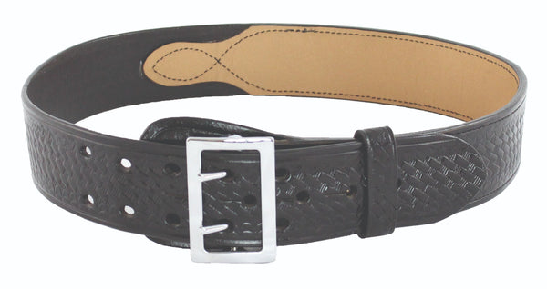 2.25" Sam Browne Basket Weave Leather Belt - Nickel Buckle