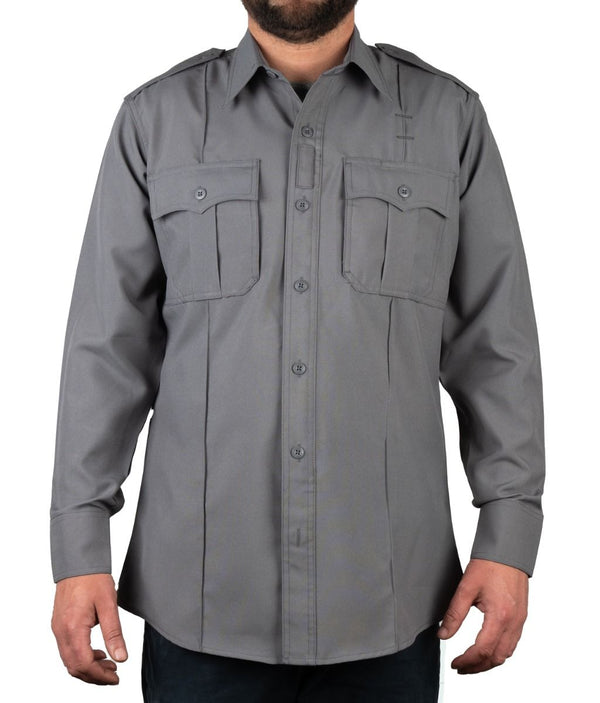 Polyester 4 Pocket Hidden Zipper Uniform Shirt - Long Sleeve