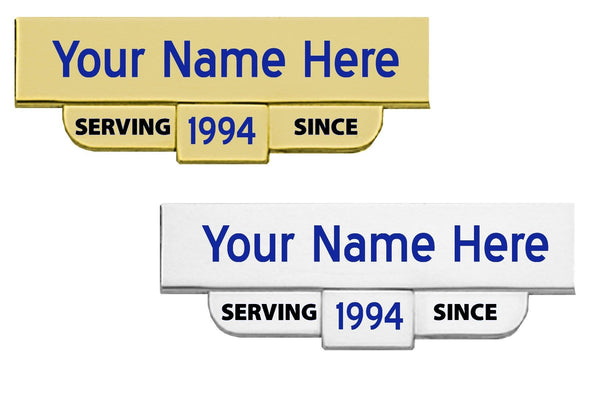 Engraved "Serving Since" Name Plates with Blue Ink