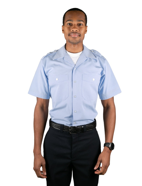 Sinatra Men's Transit 65/35 PolyCotton Short Sleeve Uniform Shirts (Light Blue)