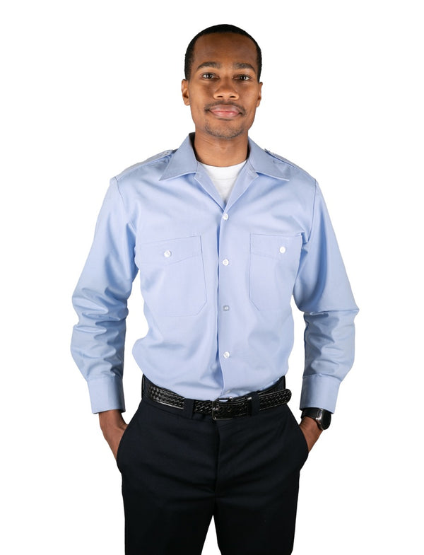 Sinatra Men's Transit 65/35 PolyCotton Long Sleeve Uniform Shirts (Light Blue)