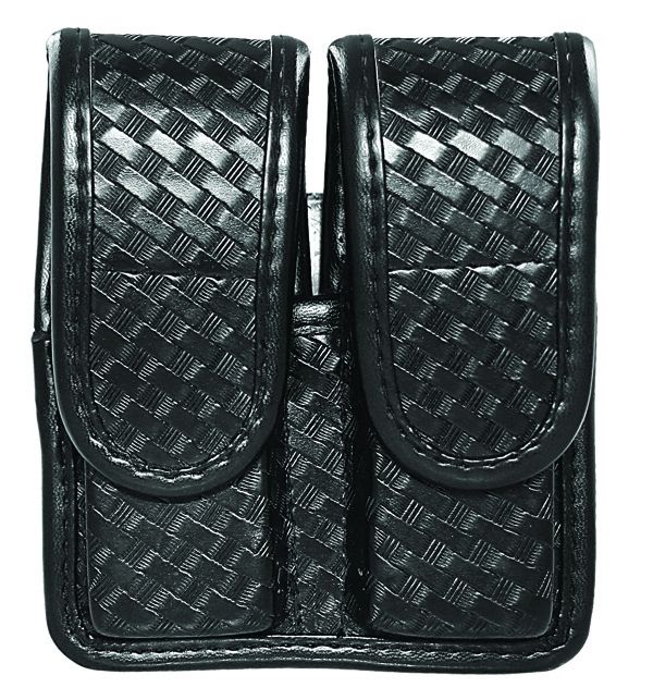 Basket Weave Synthetic Leather Double Magazine Holder