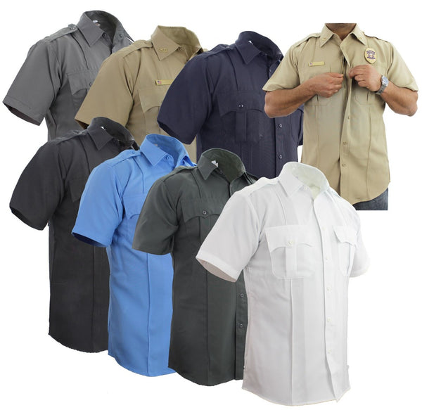 100% Polyester Zippered Short Sleeve Uniform Shirts