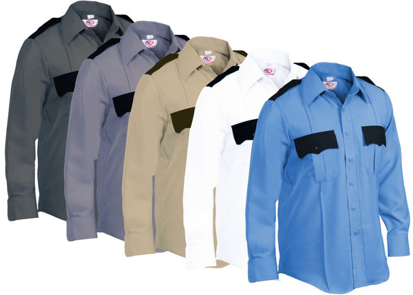 100% Polyester Two Tone Uniform Long Sleeve Shirts