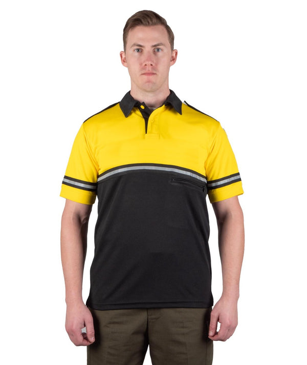 Ryno Gear Two Tone 100% Polyester Bike Patrol Short Sleeve Polo Shirt with Zipper Pocket