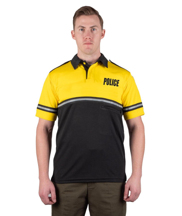 Ryno Gear Two Tone 100% Polyester Police Bike Patrol Short Sleeve Polo Shirt with Zipper Pocket