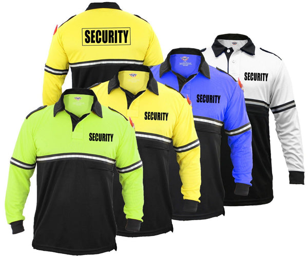 Ryno Gear Two Tone 100% Polyester Security Bike Patrol Long Sleeve Polo Shirt with Zipper Pocket